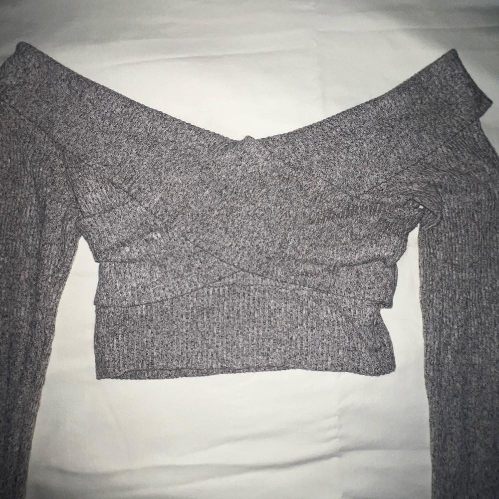 Stylish Off-Shoulder Gray Top